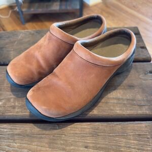 MERRELL ENCORE NOVA DUNE Women' 7.5 Brown Leather Slip On Clogs Comfort Shoes